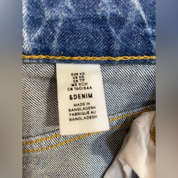 &Denim Midi Distressed Zippered Back Slit Hippie Boho Blue Jean Skirt Size XS - Picture 10 of 11